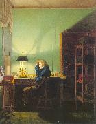 Man Reading by Lamplight